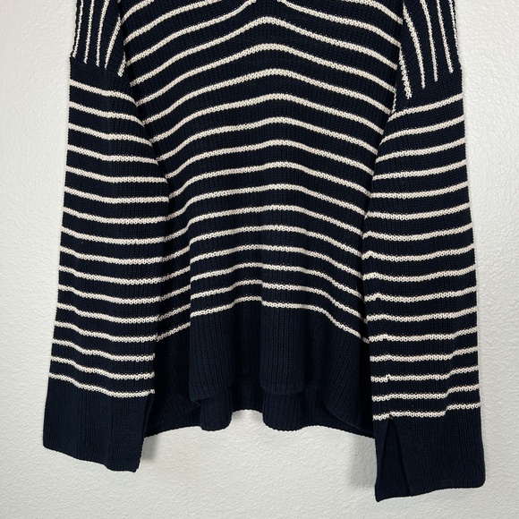 J. Crew women size XL relaxed collared sweater navy stripe cotton preppy - Picture 3 of 14